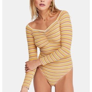 Free People Put a Stripe On It Printed Bodysuit